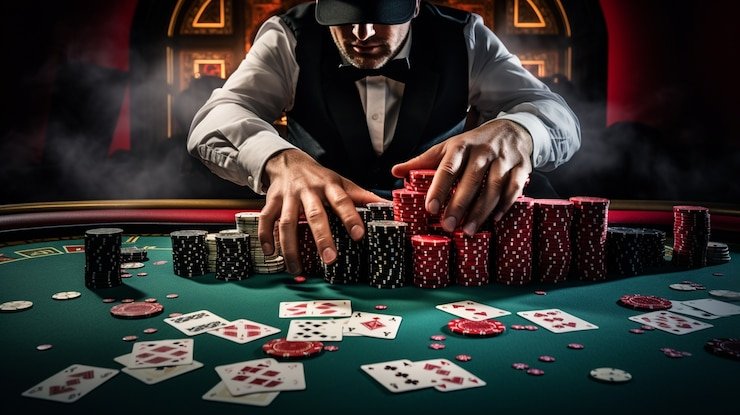Antarmuka taruhan Live Baccarat dengan opsi Pemain, Bankir, dan Seri